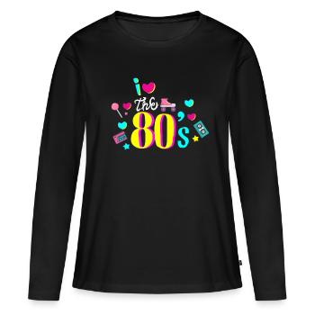 80s 80s 80s decade gift - Women's Premium Organic Long Sleeve Shirt - black - Front - Julia (174cm)