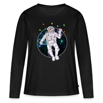 Astronaute autistique autiste autisme asperger - T-shirt manches longues Premium bio Femme - noir - Devant - Julia (174cm)