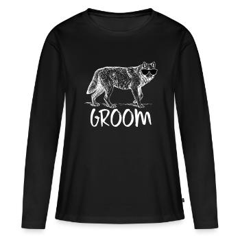célibataire - T-shirt manches longues Premium bio Femme - noir - Devant - Julia (174cm)