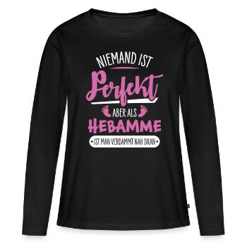Sage-femme - T-shirt manches longues Premium bio Femme - noir - Devant - Julia (174cm)
