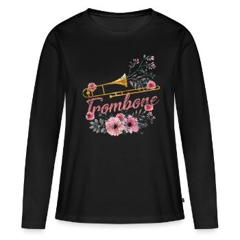 Posaune - Frauen Premium Bio Langarmshirt - Schwarz - Vorne - Julia (174cm)