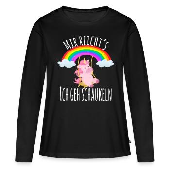 Mir reichts ich geh schaukeln süßes Einhorn - Frauen Premium Bio Langarmshirt - Schwarz - Vorne - Julia (174cm)