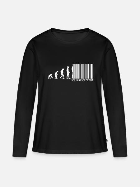Evolution barcode - Frauen Premium Bio Langarmshirt - Schwarz