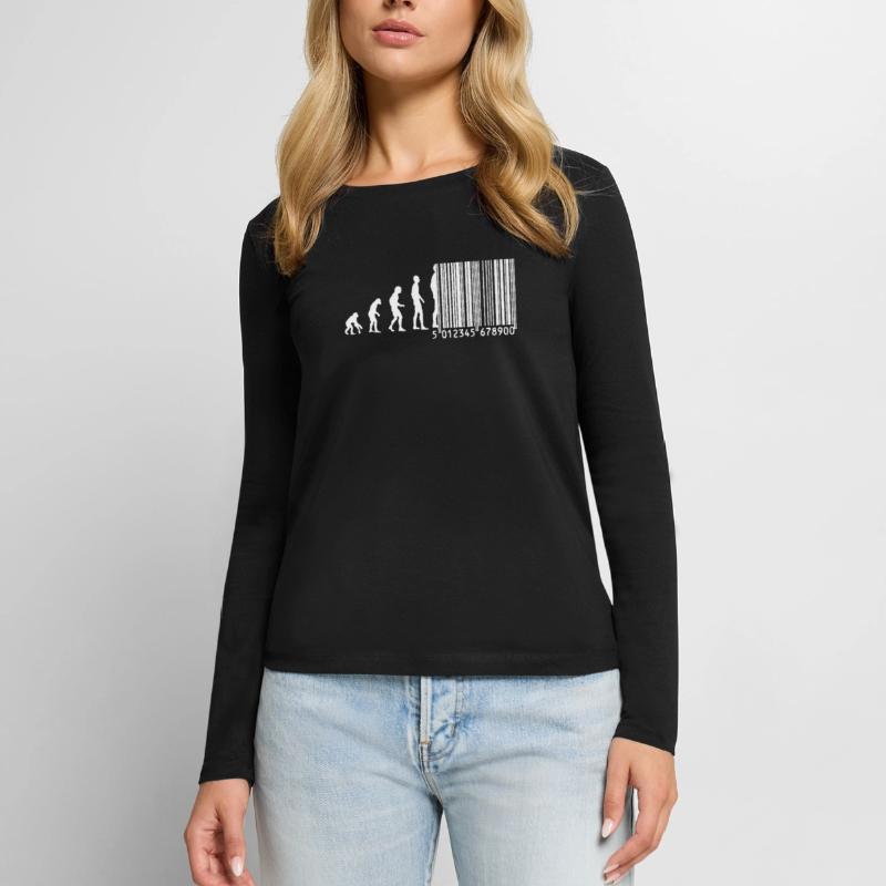 Evolution barcode Frauen Premium Bio Langarmshirt