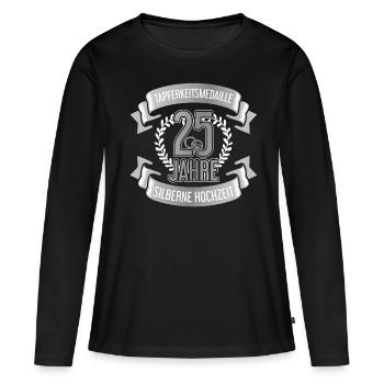 25. Hochzeitstag Silberhochzeit Ehepaar Medaille - Frauen Premium Bio Langarmshirt - Schwarz - Vorne - Julia (174cm)
