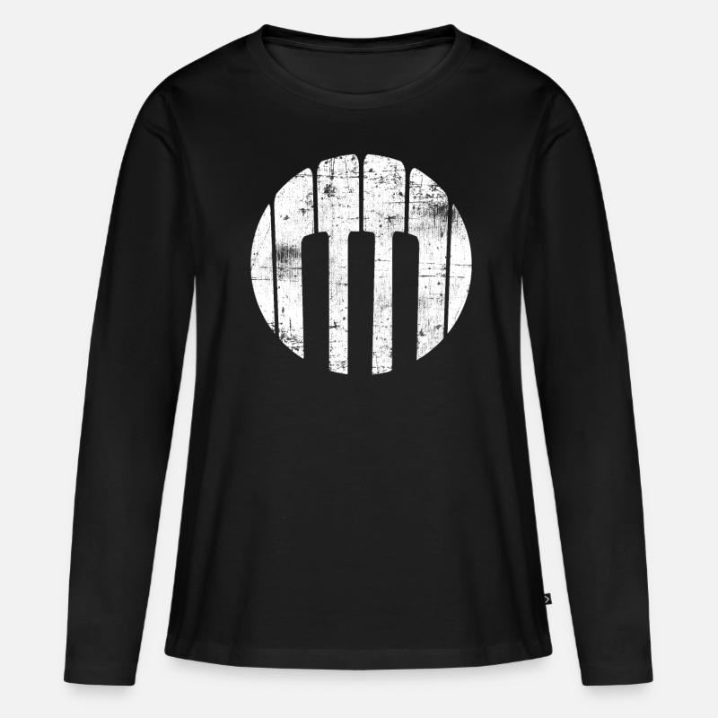 Klavier - Frauen Premium Bio Langarmshirt - Schwarz