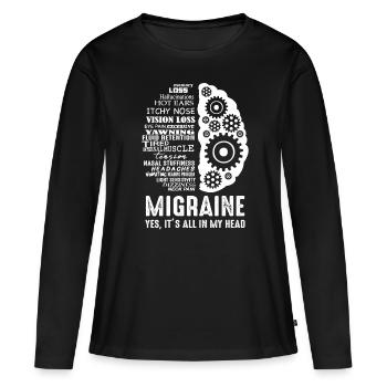 Migraine - Tout dans ma tête maux de tête - T-shirt manches longues Premium bio Femme - noir - Devant - Julia (174cm)