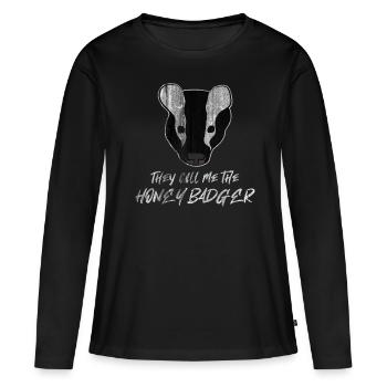Miel de blaireau - T-shirt manches longues Premium bio Femme - noir - Devant - Julia (174cm)