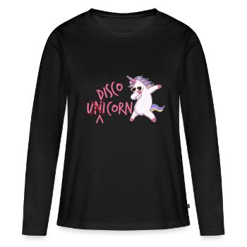 Disco Unicorn - T-shirt manches longues Premium bio Femme - noir - Devant - Julia (174cm)