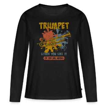 Trompete - Frauen Premium Bio Langarmshirt - Schwarz - Vorne - Julia (174cm)