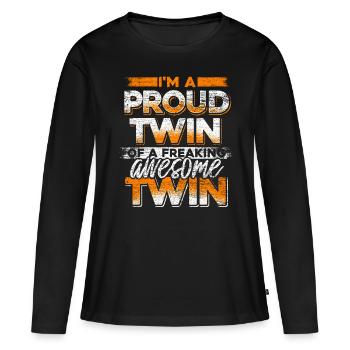 Zwillinge Zwilling - Frauen Premium Bio Langarmshirt - Schwarz - Vorne - Julia (174cm)
