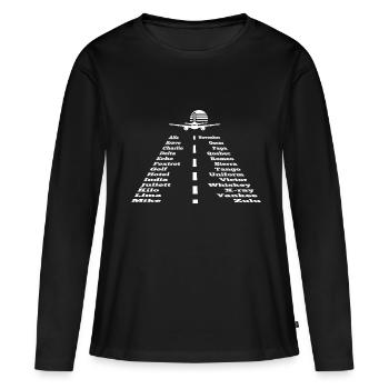 plan avionphonétique - T-shirt manches longues Premium bio Femme - noir - Devant - Julia (174cm)