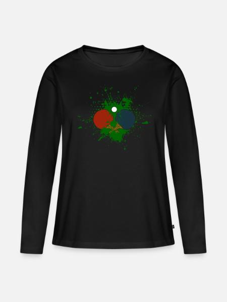 Tischtennis - Frauen Premium Bio Langarmshirt - Schwarz
