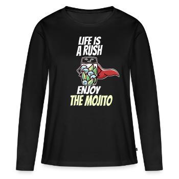 Cocktail mojito lime bar saying rush - Women's Premium Organic Long Sleeve Shirt - black - Front - Julia (174cm)