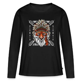 Fox chaman indien - T-shirt manches longues Premium bio Femme - noir - Devant - Julia (174cm)