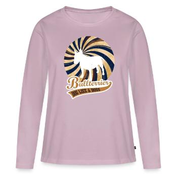 Bull Terrier - Chien comme un patron, Bull Terrier, Chien - T-shirt manches longues Premium bio Femme - rose poudré - Devant - Julia (174cm)