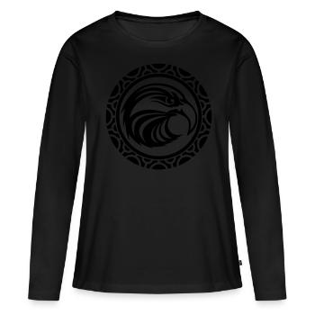 T-shirt avec tatouage maori - T-shirt manches longues Premium bio Femme - noir - Devant - Julia (174cm)
