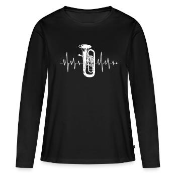Maillot de bain tuba à rythme cardiaque Heartbeat Heartline - T-shirt manches longues Premium bio Femme - noir - Devant - Julia (174cm)
