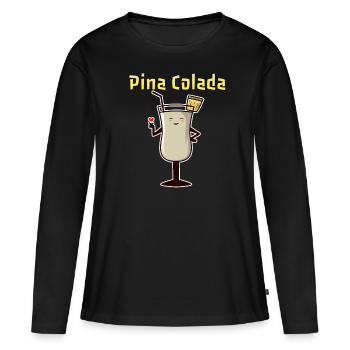 Recette de cocktail de boissons savoureuses Pina Colada - T-shirt manches longues Premium bio Femme - noir - Devant - Julia (174cm)