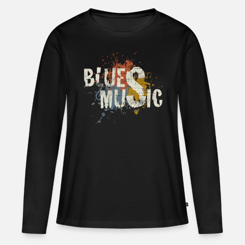 Blues - Frauen Premium Bio Langarmshirt - Schwarz