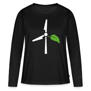 Énergie éolienne - T-shirt manches longues Premium bio Femme - noir - Devant - Julia (174cm)
