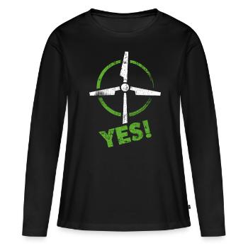 Énergie éolienne - T-shirt manches longues Premium bio Femme - noir - Devant - Julia (174cm)