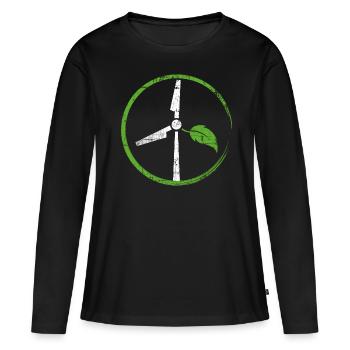 Énergie éolienne - T-shirt manches longues Premium bio Femme - noir - Devant - Julia (174cm)