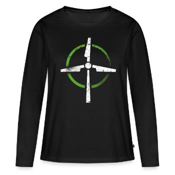 Énergie éolienne - T-shirt manches longues Premium bio Femme - noir - Devant - Julia (174cm)
