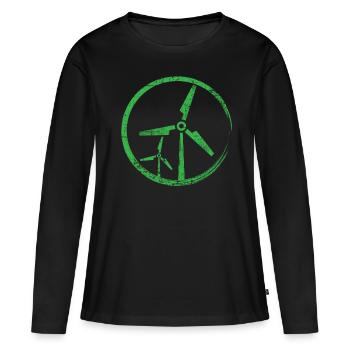 Éolien - T-shirt manches longues Premium bio Femme - noir - Devant - Julia (174cm)