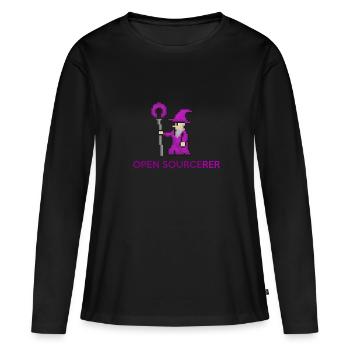 Open source sorcerer programmer t-shirt - Women's Premium Organic Long Sleeve Shirt - black - Front - Julia (174cm)