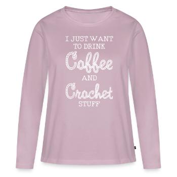 crochet - T-shirt manches longues Premium bio Femme - rose poudré - Devant - Julia (174cm)