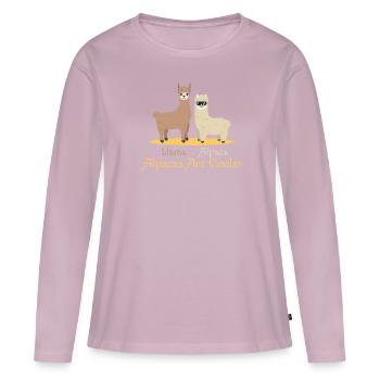 Llama Alpaca Sont Cool Alpaca Animal Mignon Mignon - T-shirt manches longues Premium bio Femme - rose poudré - Devant - Julia (174cm)