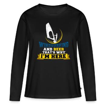 Windsurfing and beer - T-shirt manches longues Premium bio Femme - noir - Devant - Julia (174cm)