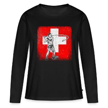 Switzerland Hornussen National Sport Tradition - Women's Premium Organic Long Sleeve Shirt - black - Front - Julia (174cm)