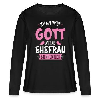 Ehefrau - Frauen Premium Bio Langarmshirt - Schwarz - Vorne - Julia (174cm)