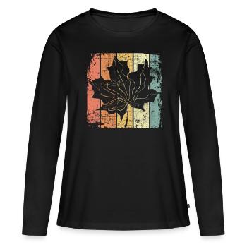 Herbst - Frauen Premium Bio Langarmshirt - Schwarz - Vorne - Julia (174cm)