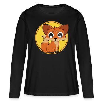 Renard bébé animaux mignons - T-shirt manches longues Premium bio Femme - noir - Devant - Julia (174cm)
