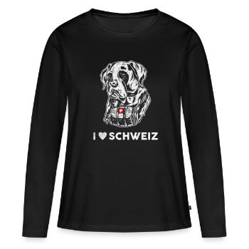 Suisse St. Bernard Chien Saint-Bernard Chien - T-shirt manches longues Premium bio Femme - noir - Devant - Julia (174cm)
