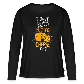 fromage - T-shirt manches longues Premium bio Femme - noir - Devant - Julia (174cm)