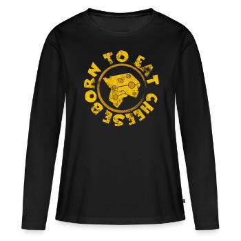 Fromage - T-shirt manches longues Premium bio Femme - noir - Devant - Julia (174cm)