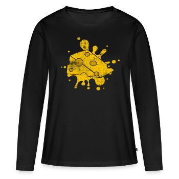 Fromage - T-shirt manches longues Premium bio Femme - noir - Devant - Julia (174cm)