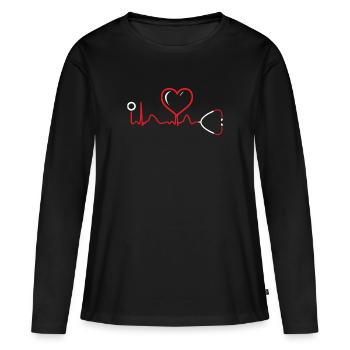 médecin - T-shirt manches longues Premium bio Femme - noir - Devant - Julia (174cm)