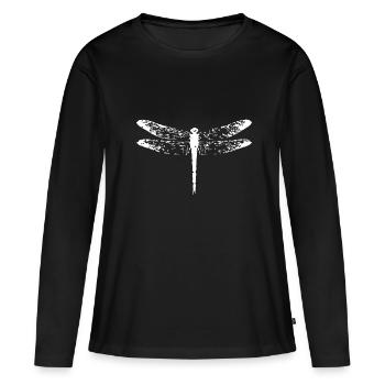 Libelle - Frauen Premium Bio Langarmshirt - Schwarz - Vorne - Julia (174cm)