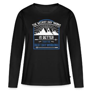 Skiing Ski - Women's Premium Organic Long Sleeve Shirt - black - Front - Julia (174cm)