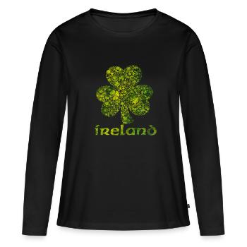 Irlande Trèfle - T-shirt manches longues Premium bio Femme - noir - Devant - Julia (174cm)