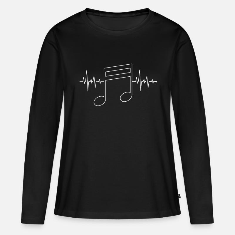 Herzschlag Herzlinie Herzfrequenz Musik Note - Frauen Premium Bio Langarmshirt - Schwarz