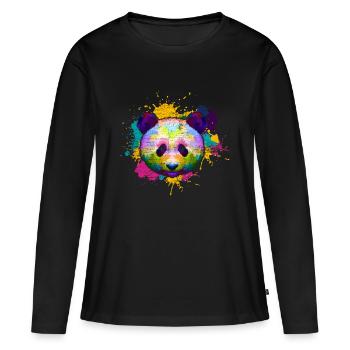 Panda Asien - Frauen Premium Bio Langarmshirt - Schwarz - Vorne - Julia (174cm)