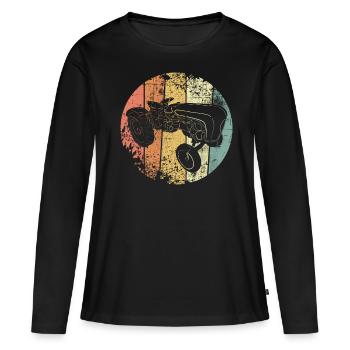 Traktor - Frauen Premium Bio Langarmshirt - Schwarz - Vorne - Julia (174cm)