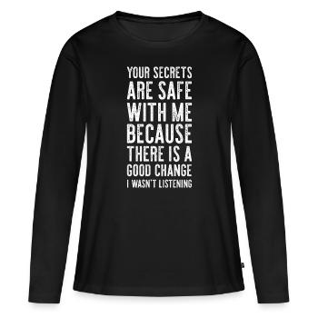 Idée de cadeau drôle chemise idée - T-shirt manches longues Premium bio Femme - noir - Devant - Julia (174cm)