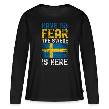 Schweden Schwede - Frauen Premium Bio Langarmshirt - Schwarz - Vorne - Julia (174cm)